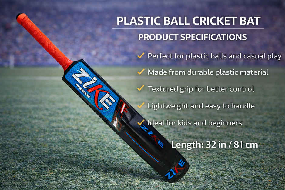 Zike Stout Plastic Cricket Bat | Full Size | Adult