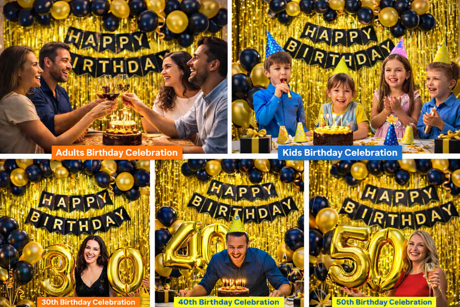 Birthday Decoration Kit for Birthday Party Items- Banner,Balloons, Foil Curtains | BeyondLuv