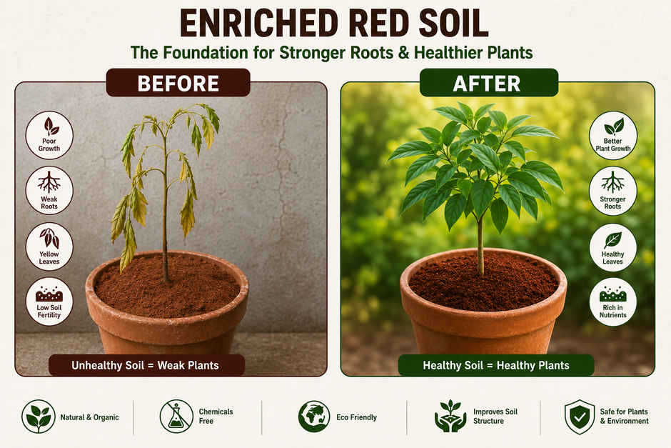 Gardens Coir High-Quality Red Soil for Strong Root Development