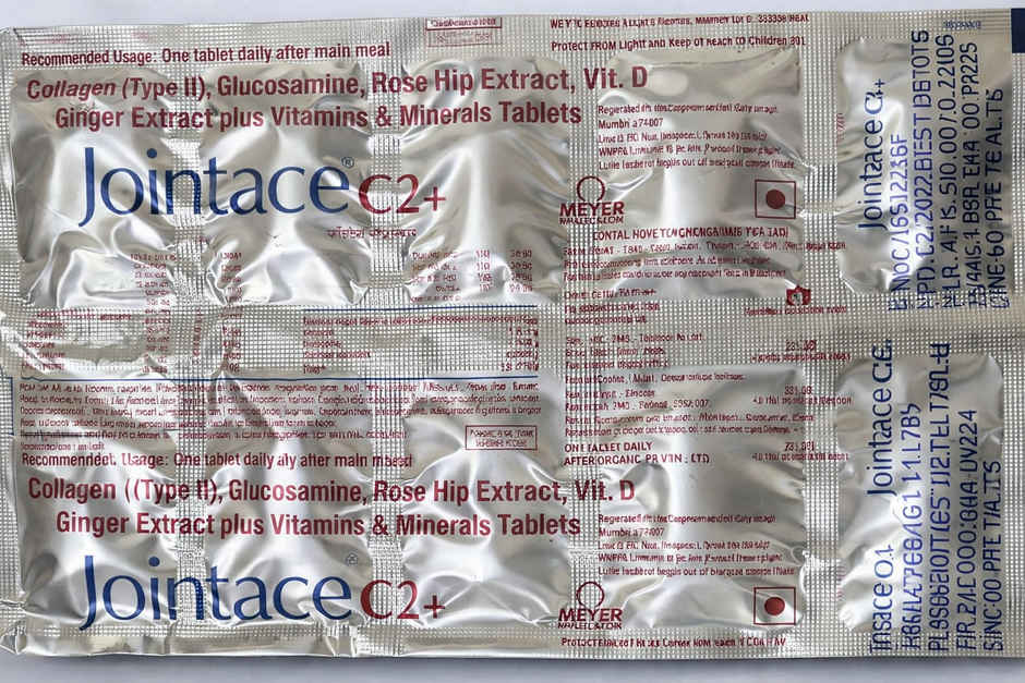 Jointace C2 Plus Tablet with Collagen Type 2 Glucosamine Rosehip Extract Vitamin D Ginger Extract