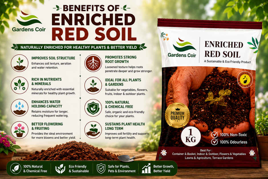 Gardens Coir High-Quality Red Soil for Strong Root Development