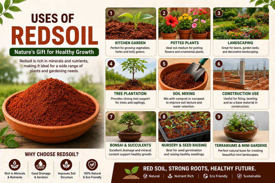 Gardens Coir High-Quality Red Soil for Strong Root Development