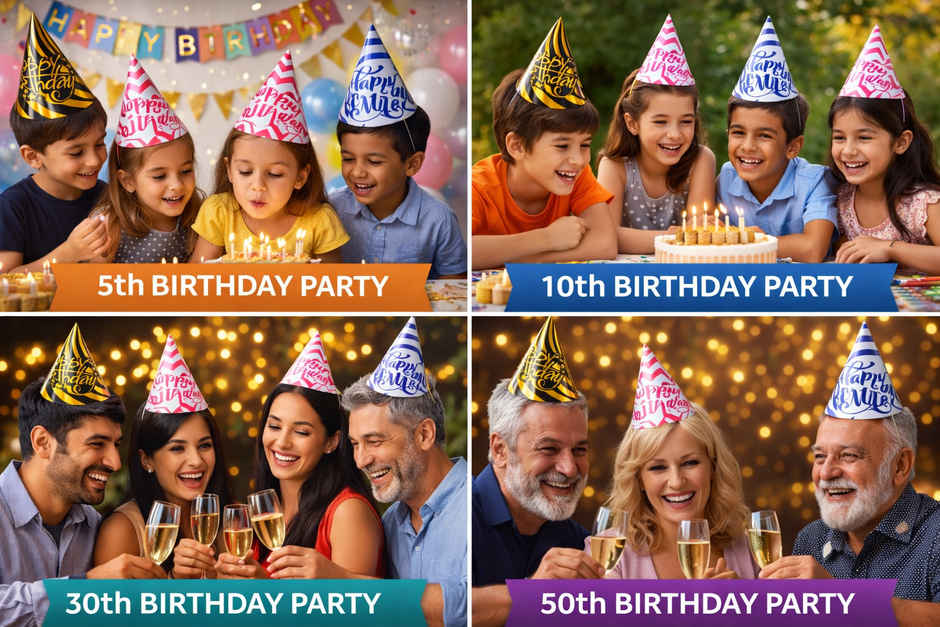 Stylish Birthday Caps 10Pcs for Kids Birthday Party Accessories | BeyondLuv