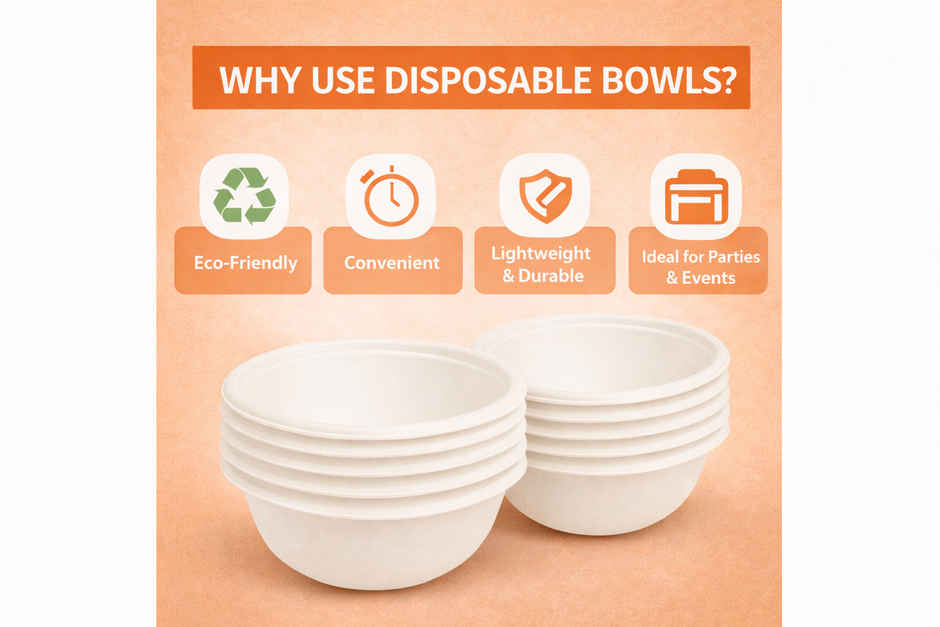 Ezee Disposable Bagasse Bowl | Round | 180 ml