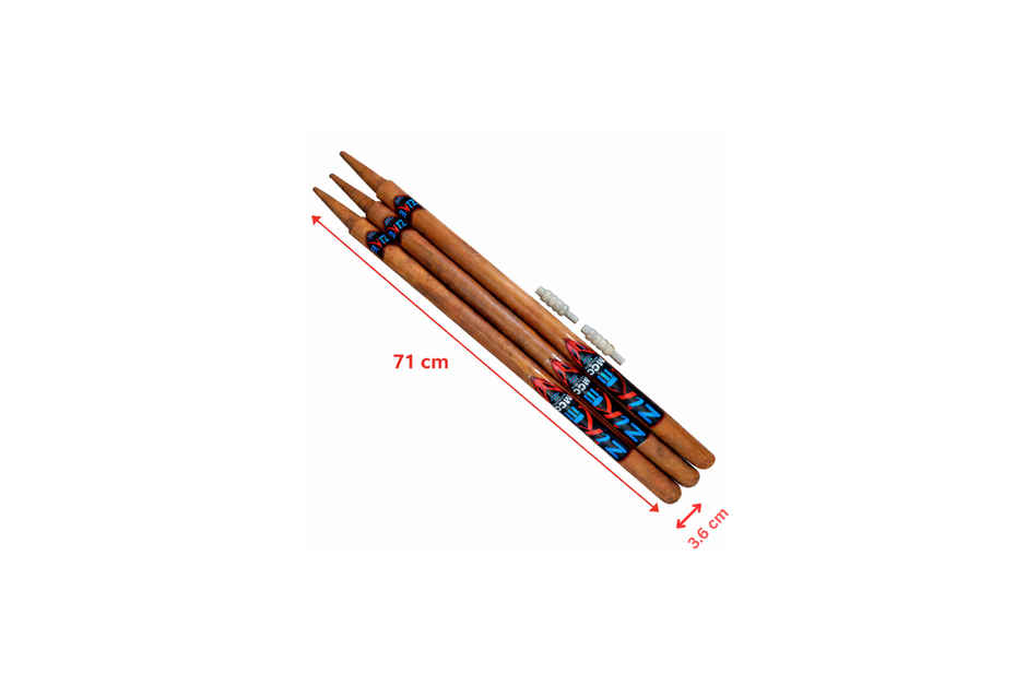 Zike Wooden Cricket Stumps with Bails (3 Piece Wooden wickets, 2 Piece bails)