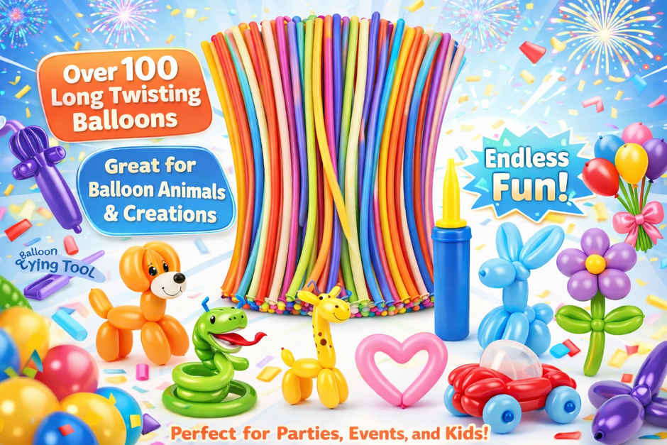 Long Twisting Rainbow Balloons 100Pcs with Balloon Pump for Kids | BeyondLuv