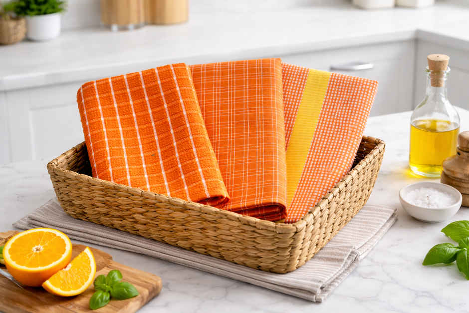HD Creations Kitchen Towel Set | Orange - 40 x 60 cm Combo  