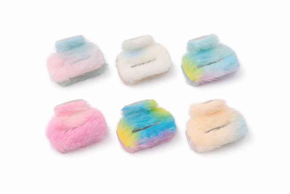 The Opal Factory Hair Accessories | Faux Fur/Plush Claw Clips | Pack of 6