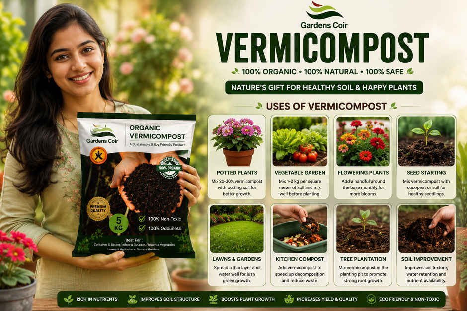Gardens Coir Vermicompost Organic Fertilizer for Plants
