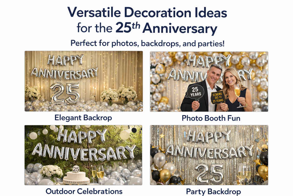 Silver 25 Number Foil Balloon for 25th Anniversary Celebration Decoration Kit | BeyondLuv