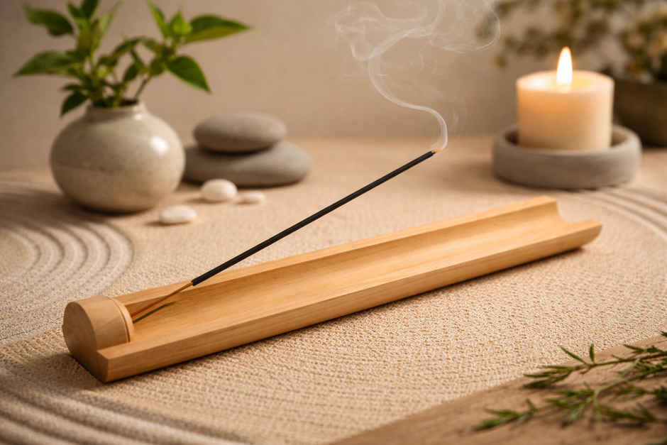 Handcrafted Trough Agarbatti Stand & Ash Catcher | Ivory Wood | Eco-Friendly | Easy to Clean & Use