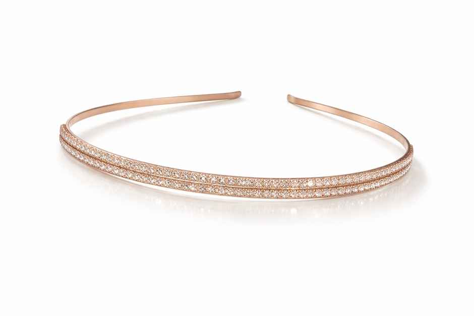 The Opal Factory | Diamante Double Line Hair Band for Girls and Women | 1 Pc | Rosegold