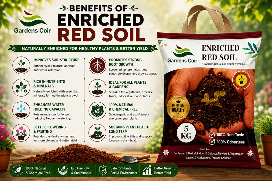 Gardens Coir High-Quality Red Soil for Strong Root Development