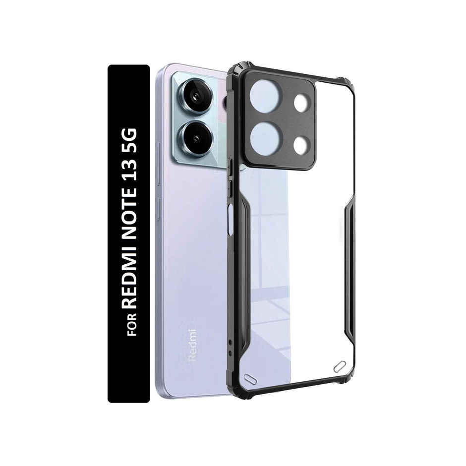 Kwine Case Redmi Note 13 5G Back Cover - Black Bordered Transparent Case