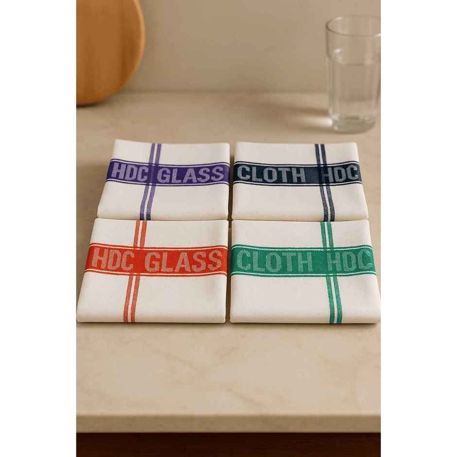 HD Creations | Glass Cleaning Cloth | Pack of 4 | Assorted Colors