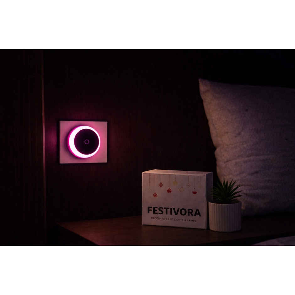 Festivora Smart Night Sensor Pink Light Bulb | Round Shaped | Auto ON in Dark, OFF in Bright