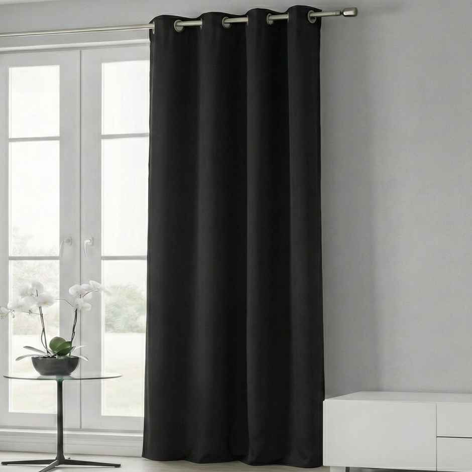 Home Sizzler Insulated Sheild Blackout Grommet Polyester Curtain 5 Feet Black
