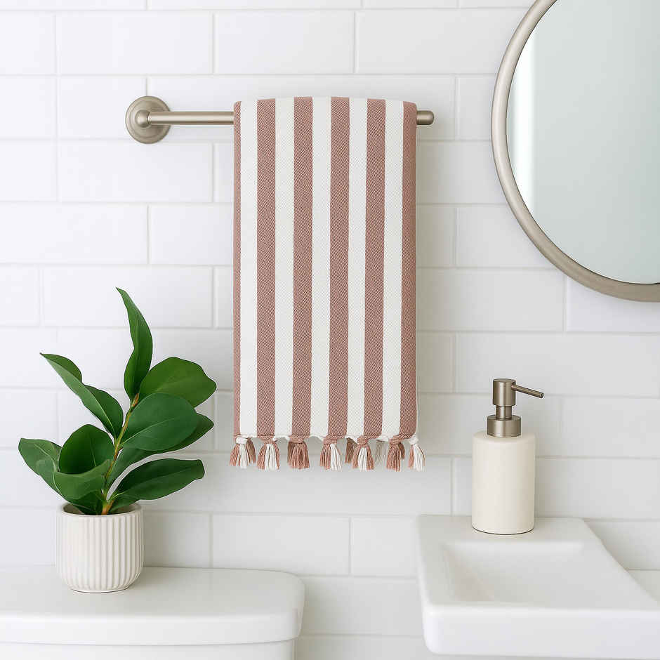 HD Creations Juno Cotton Bath Rose Mist Stripe