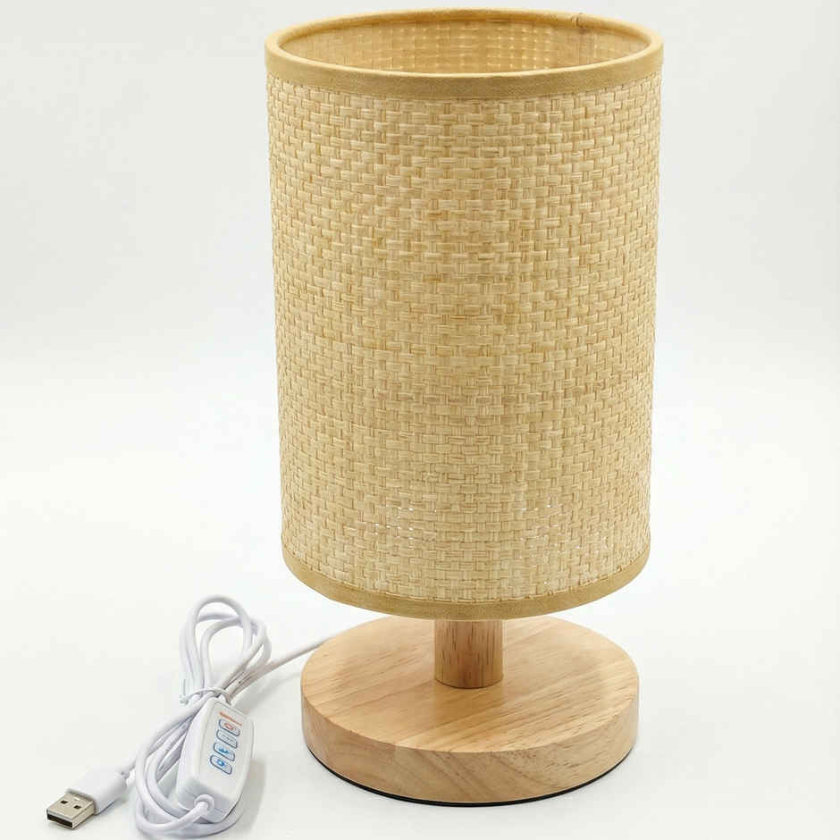 Desidiya Knitted Wooden LED Table Lamp For Living Room Bedroom Bedside Lamp