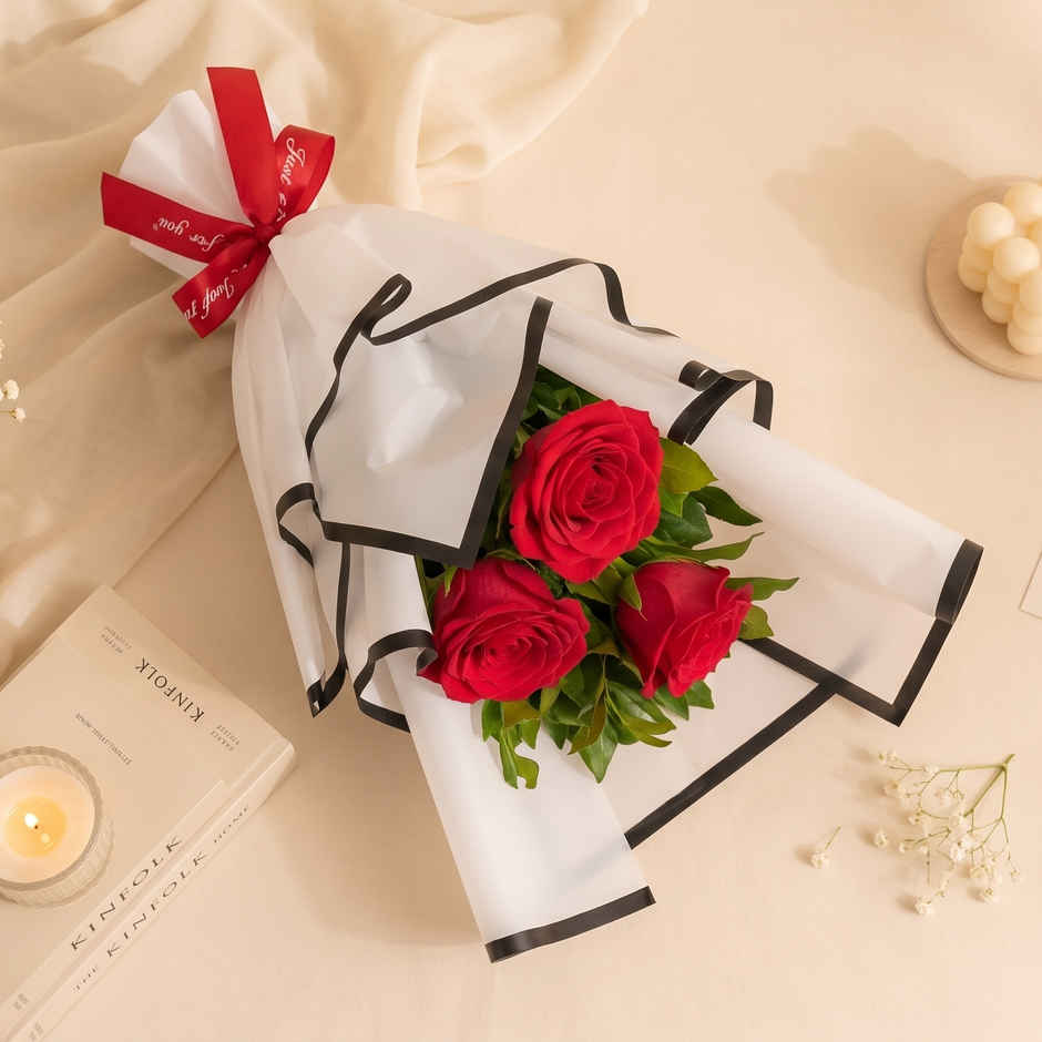 Spl 3 Red Roses Bouquet | Gifting