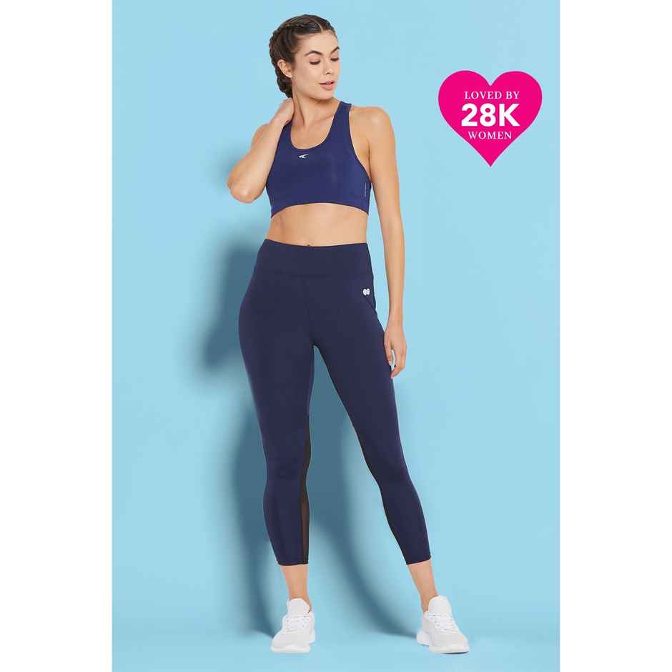 Clovia Activewear Ankle Length Tights For Women | Blue | S