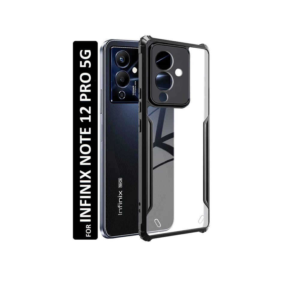 Kwine Case Infinix Note 12 Pro 5G Back Cover - Black Bordered Transparent Case