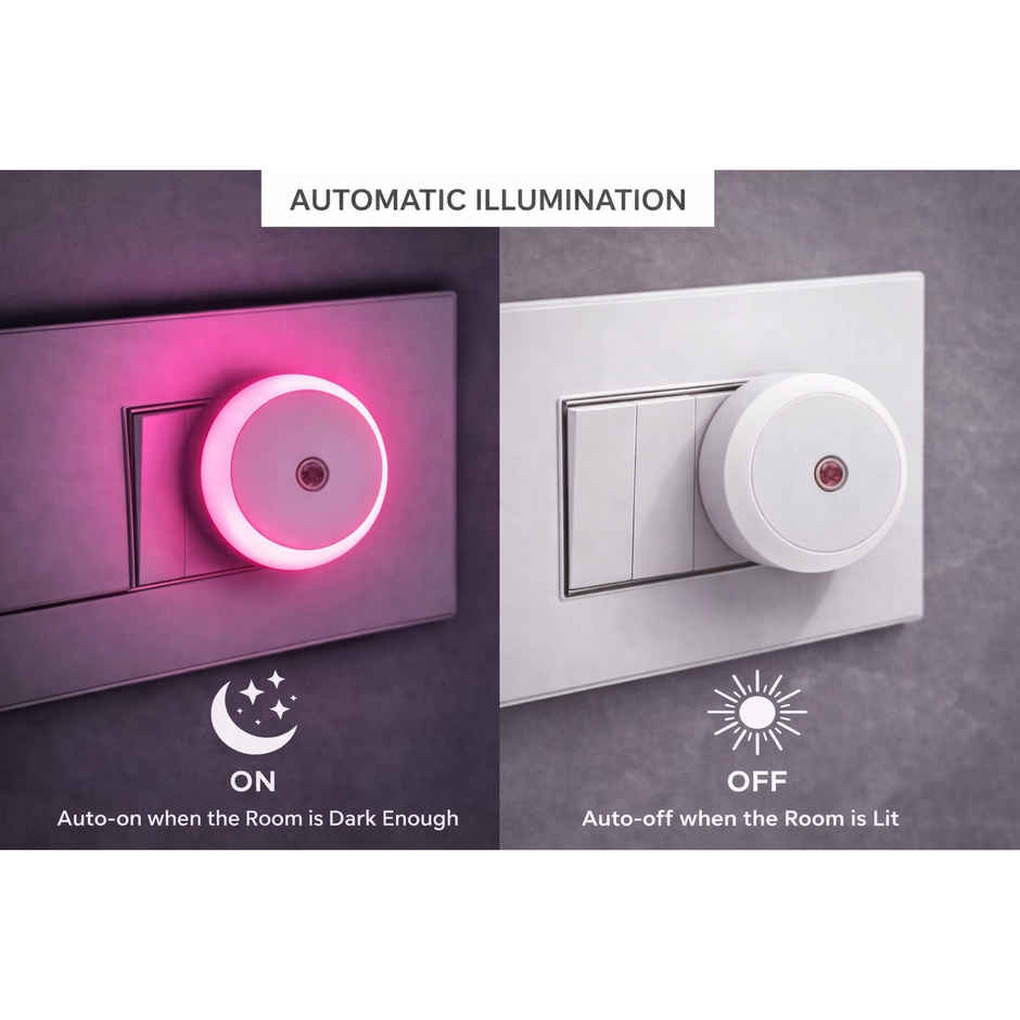 Festivora Smart Night Sensor Pink Light Bulb | Round Shaped | Auto ON in Dark, OFF in Bright