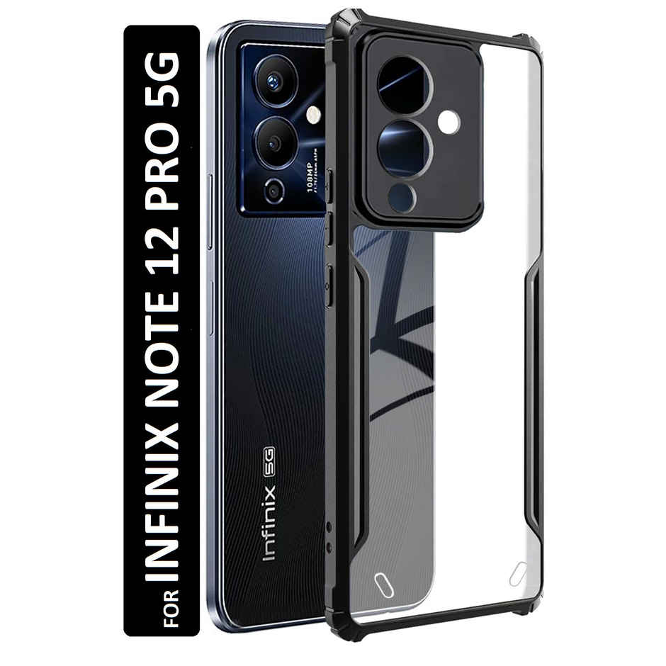 Kwine Case Infinix Note 12 Pro 5G Back Cover - Black Bordered Transparent Case