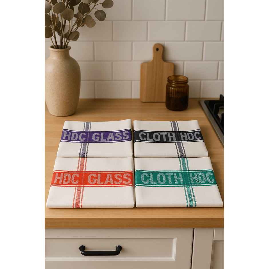 HD Creations | Glass Cleaning Cloth | Pack of 4 | Assorted Colors