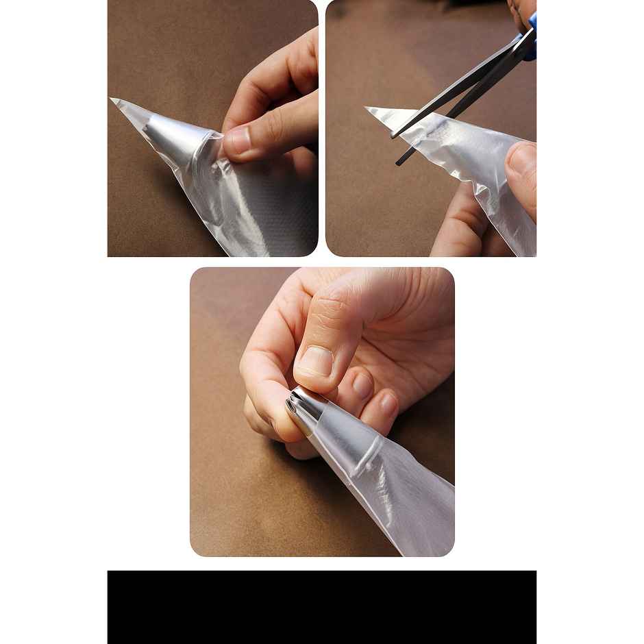 Soham Housewares Transparent Piping/Cone Bags For Cupcake & Pastry | Medium - 8.5 x 12 in