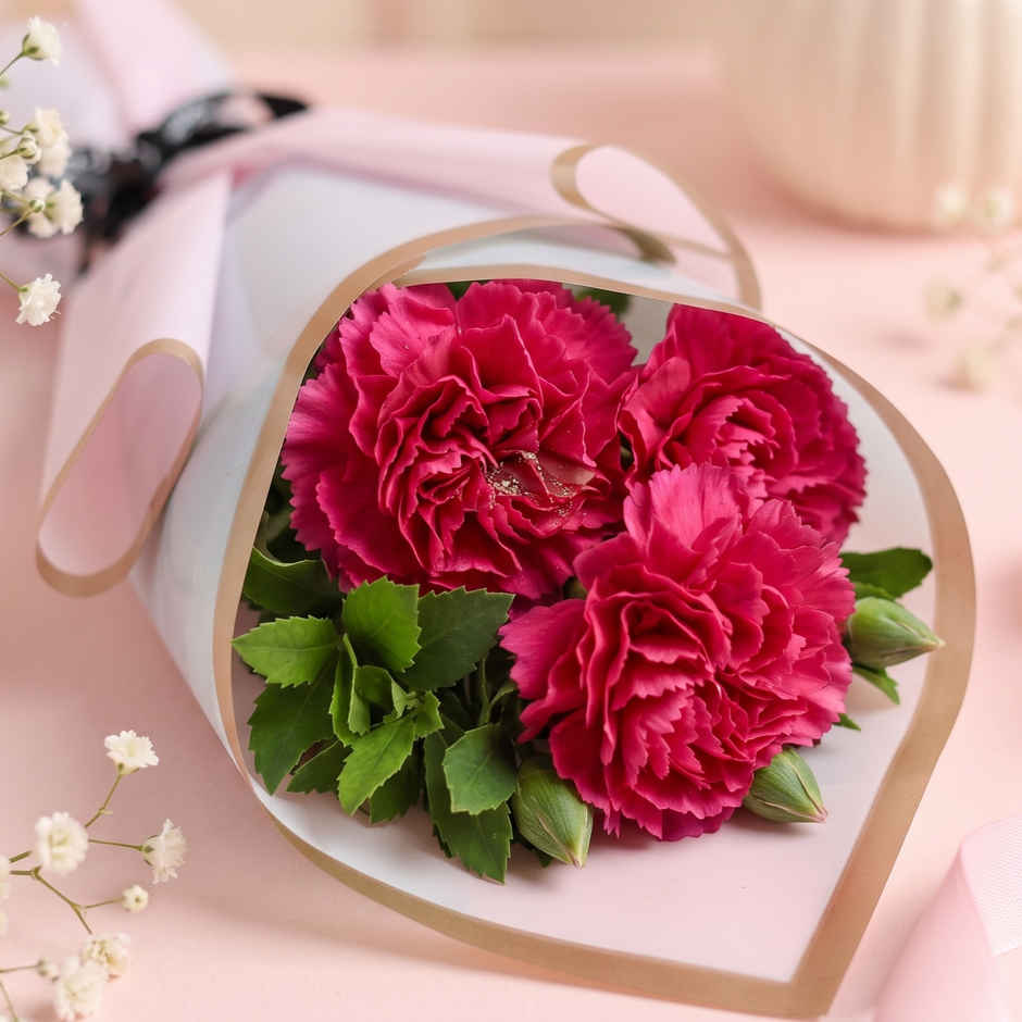 Spl 3 Pink Carnations Bouquet | Gifting