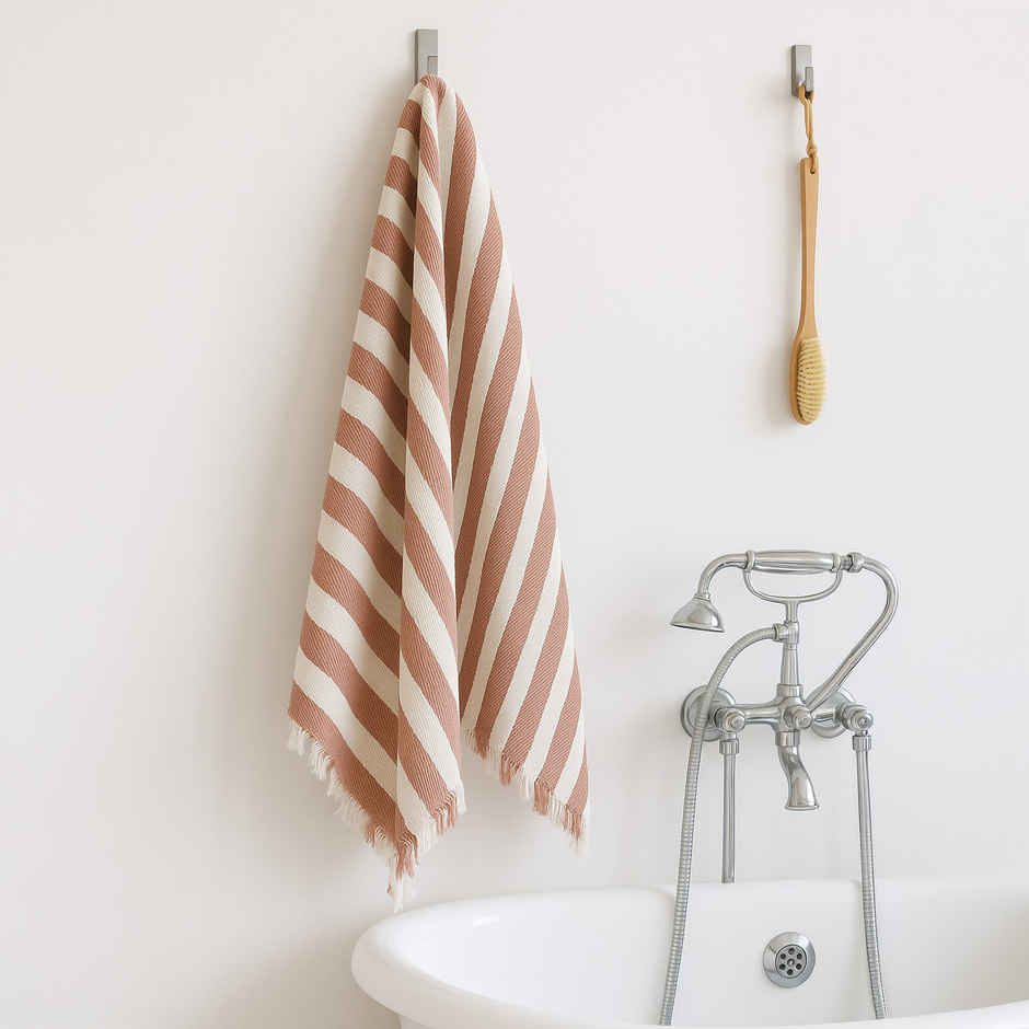 HD Creations Juno Cotton Bath Rose Mist Stripe