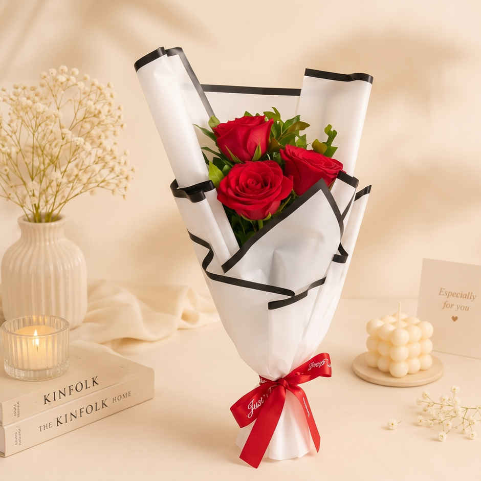 Spl 3 Red Roses Bouquet | Gifting