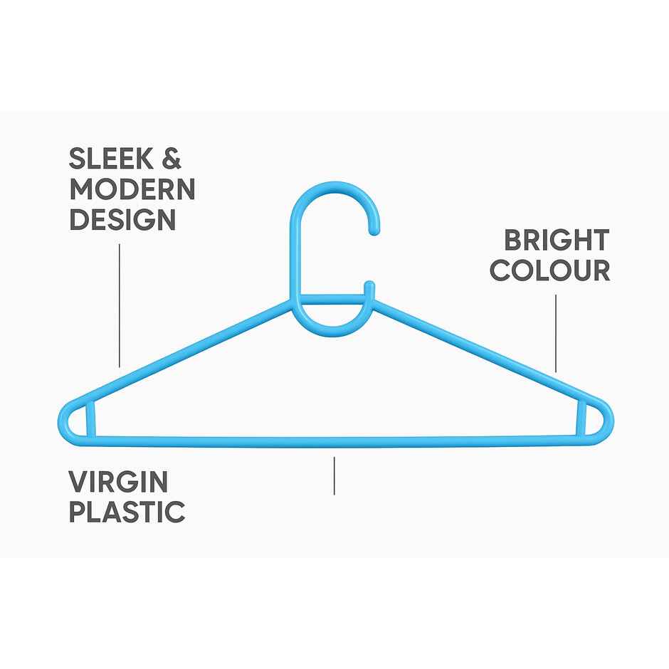 Sinco Misha Plastic Cloth Hanger - Pack of 3 pcs - Blue