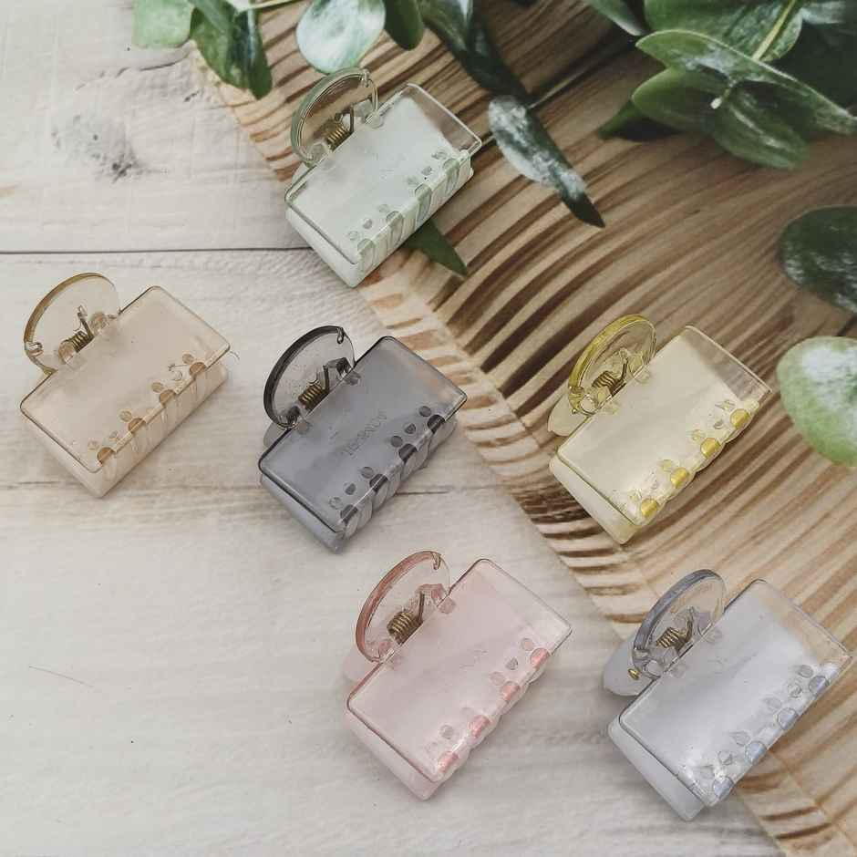 Small Claw Clip Rectangular for Girls and Women - Multicolor