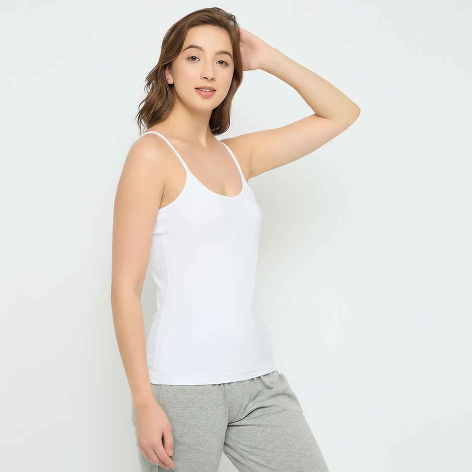 Clovia Chic Basic Camisole In White - Cotton(White - M)
