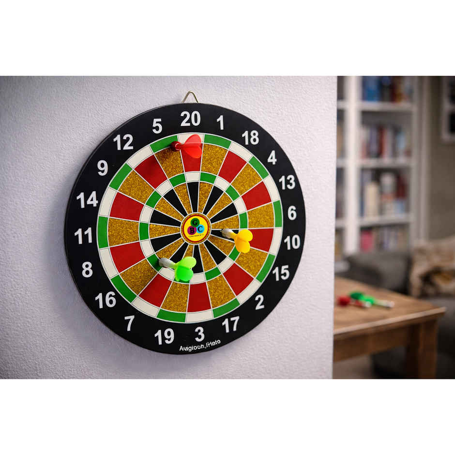 Zike Premium Wooden Dartboard Game Dart with 6 Magnetic Needle (14 inch)