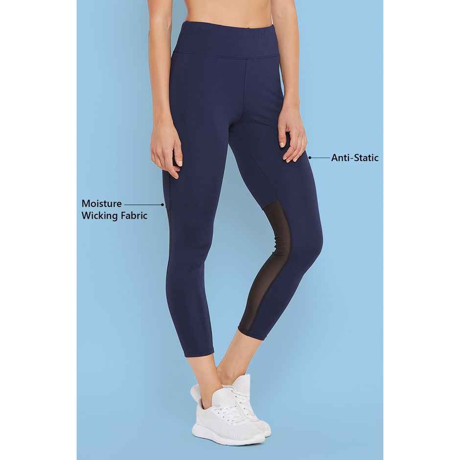 Clovia Activewear Ankle Length Tights For Women | Blue | S