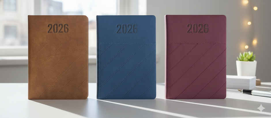 Abk 2026 A5 Leather Cover Diary | Beige | 192 Pages, Undated