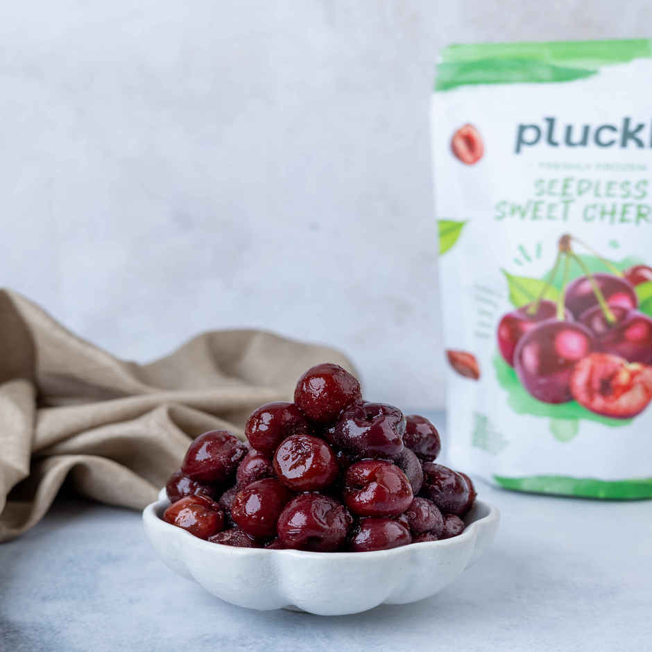 Pluckk Fresh Frozen Seedless Cherry Natural No Added Sugar Non Gmo Antioxidant Potassium Rich Snack