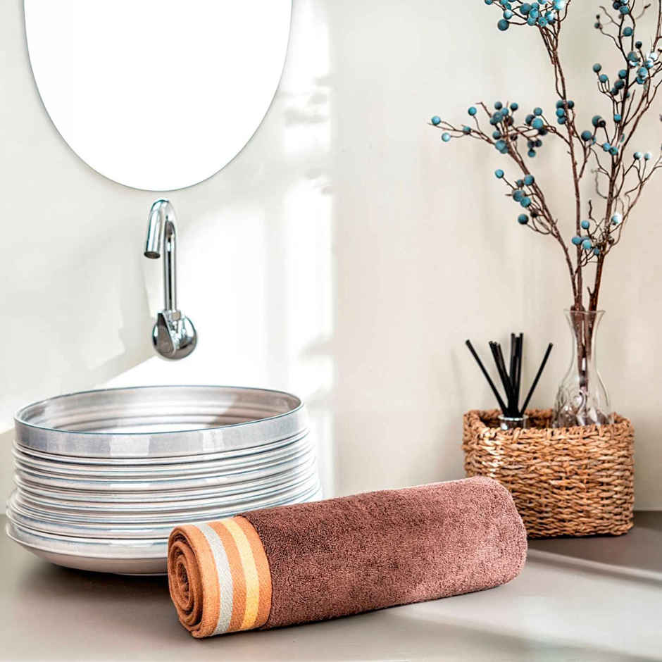 D'Decor Zero Twist Premium Cotton Bath Towel | High Absorbency | Brown