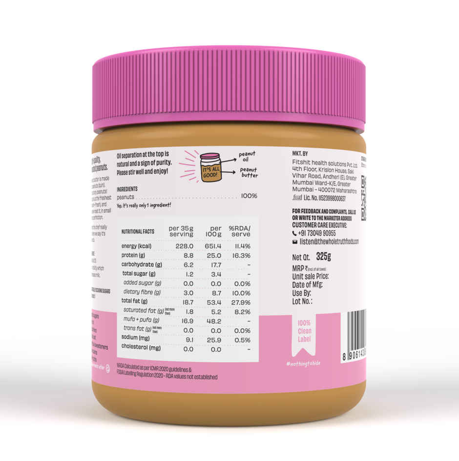 The Whole Truth Crunchy Unsweetened Peanut Butter