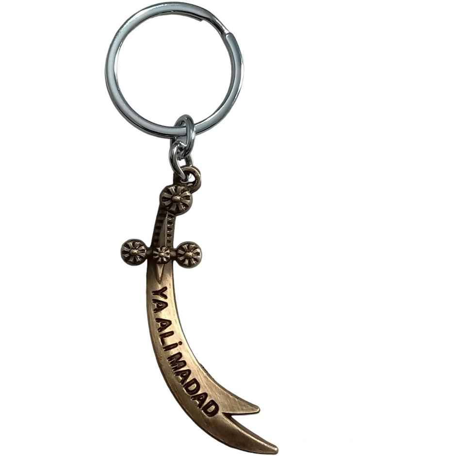 Samsidhi Pooja Islamic Ya Ali Madad Talwar Metal Keychain|Assorted