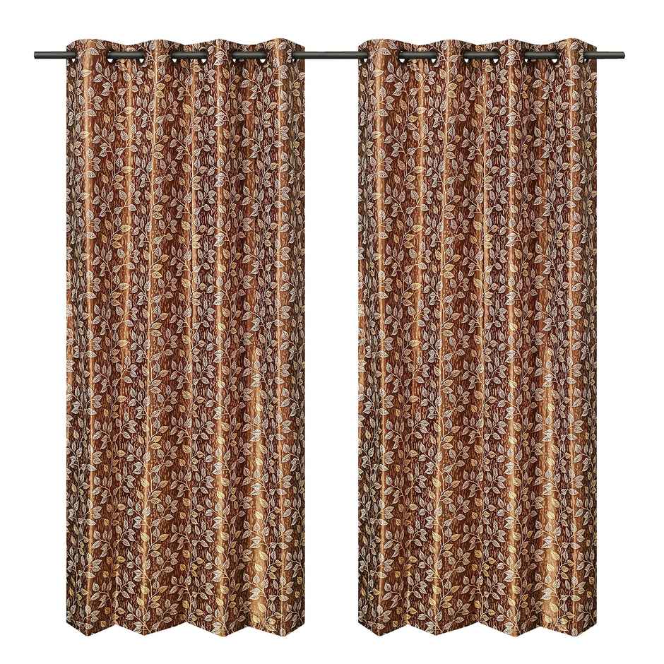 Antzco Light Brown Printed Door Curtain 7 ft x 4 ft | Pack of 2 | DC08