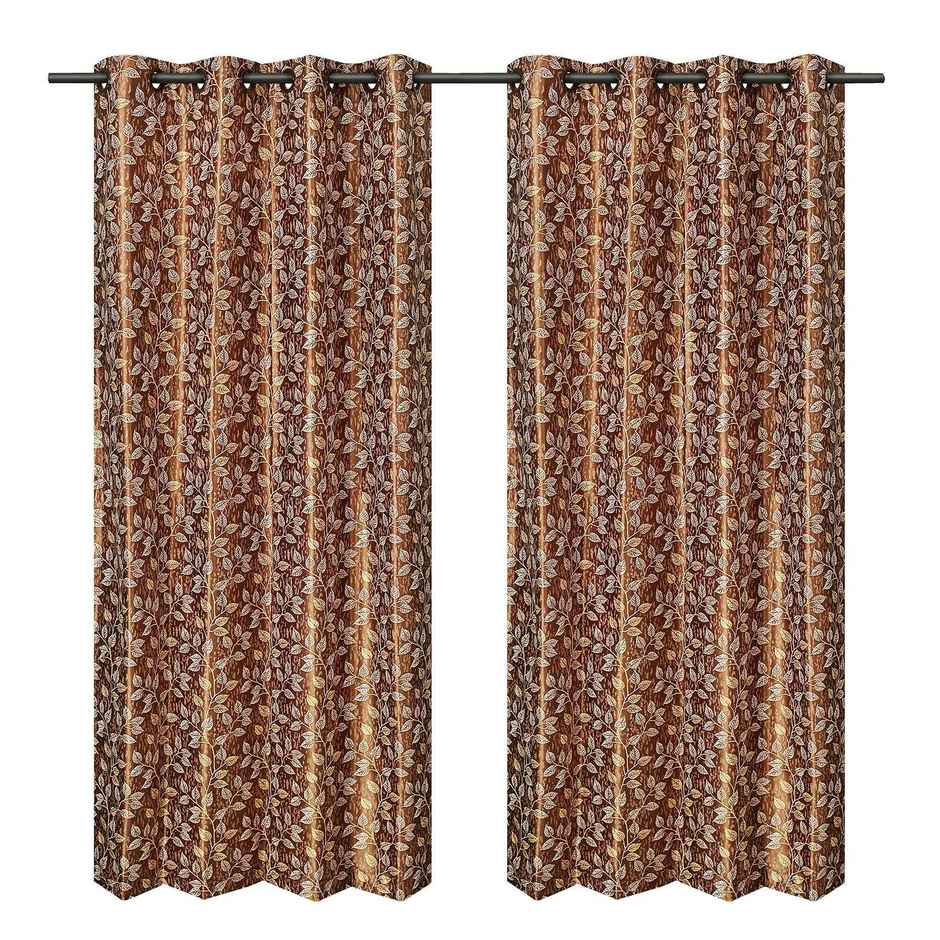 Antzco Light Brown Printed Door Curtain 7 ft x 4 ft | Pack of 2 | DC08