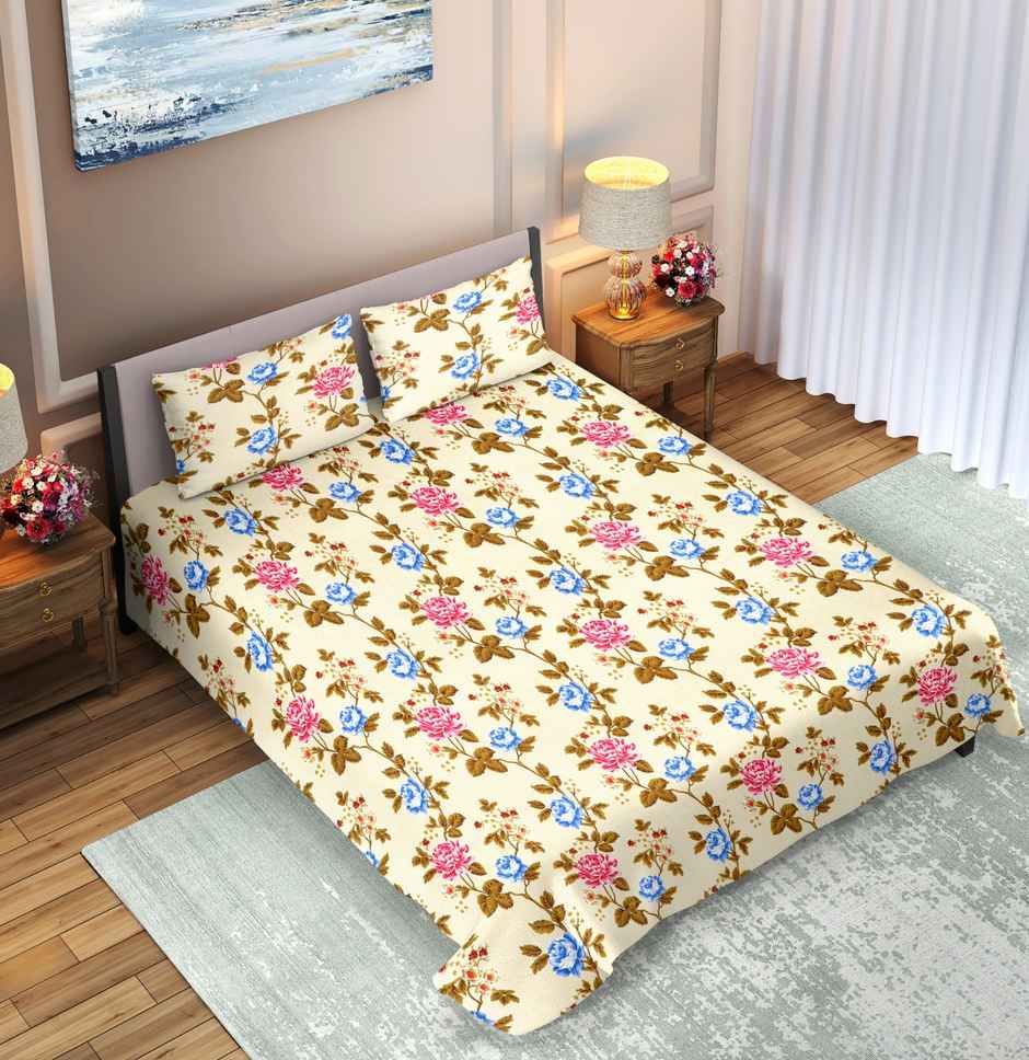 Dream Living Double Bedsheet Set | Cream - 210 x 220 cm