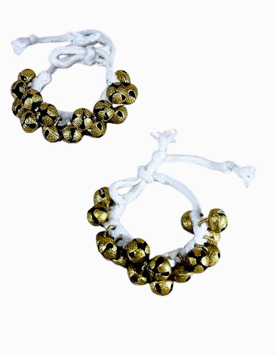 Uapan Brass Ghungroo Small White String Pair 15+15