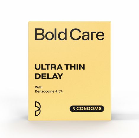 Bold Care Ultra Thin Climax Delay Condoms | To Help Men Last 5-7X Longer In Bed With Benzocaine