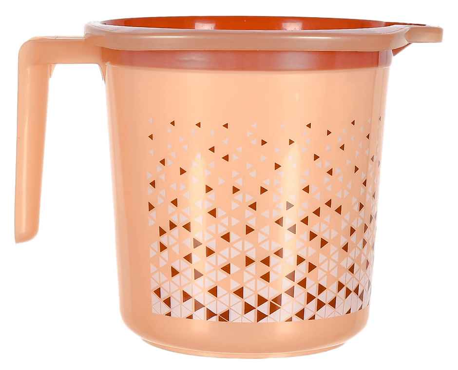 Kuber Industries Pack of 2 Tinted Print Plastic 1.5 Litre Bathroom Mug | Beige & Black