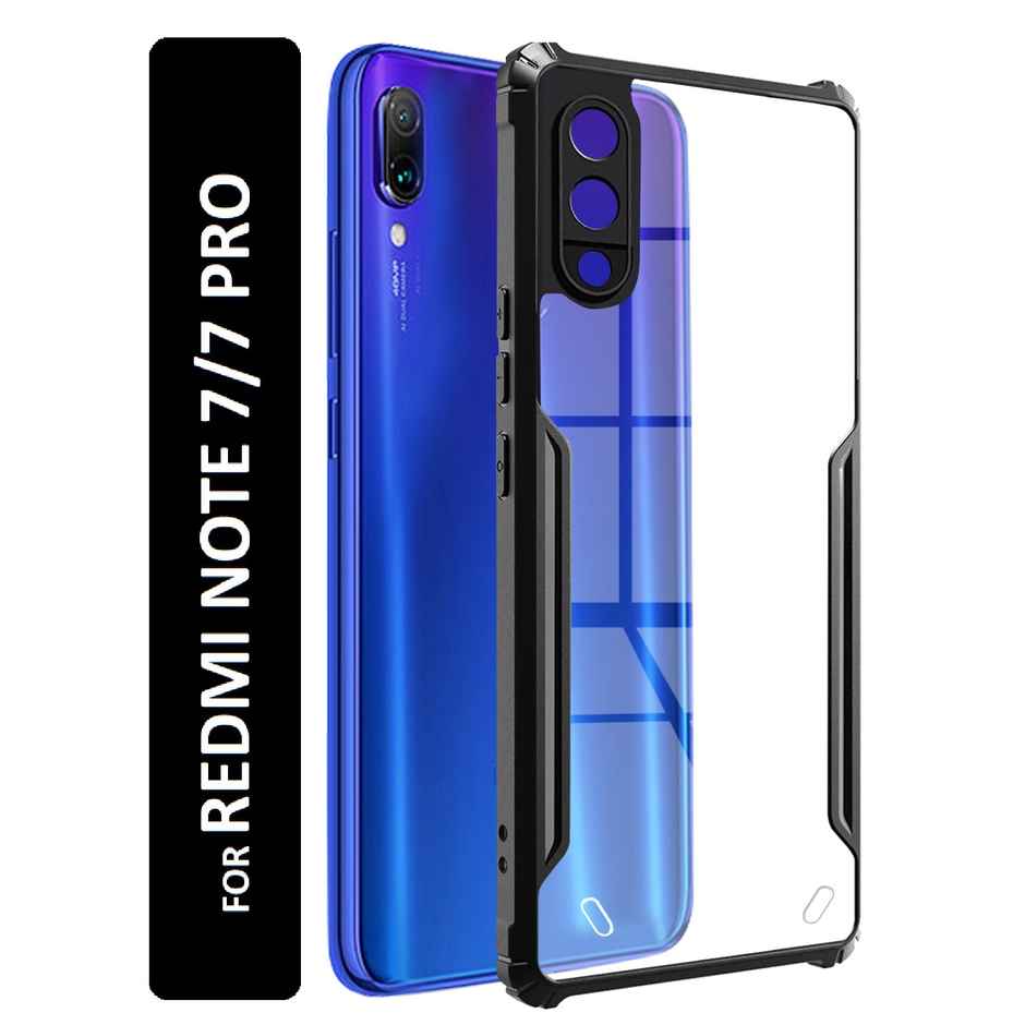 Kwine Case Redmi Note 7 / 7 Pro Back Cover - Black Bordered Transparent Case